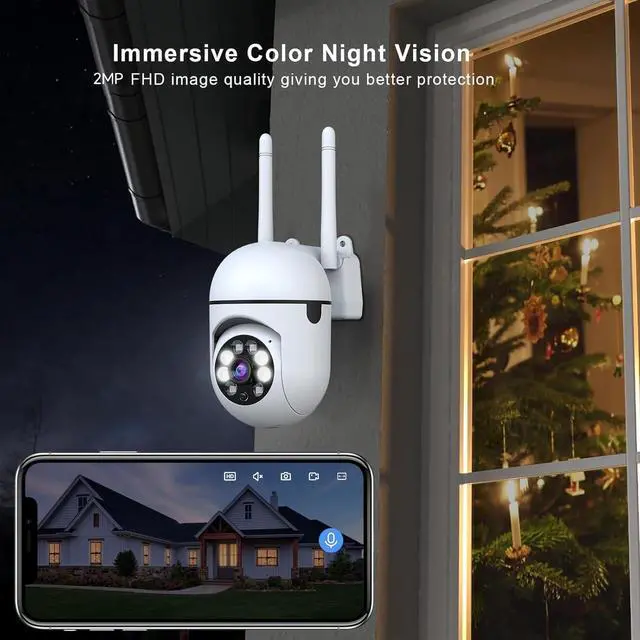 Alt view image 5 of 7 - 1080P Security Camera Wired, 2.4G/5G WiFi Home Surveillance Cam with 360° Pan/Tilt, Color Night Vision, Motion Detection, 2-Way Audio, SD/Cloud Storage, Compatible with Alexa