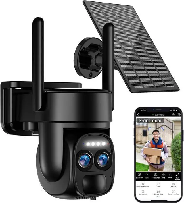 Main image of Uniter 4K Solar Security Cameras Wireless Outdoor, 5G/2.4G WiFi PTZ Camera Battery Powered, 360°View Home Security Systems with Color Night Vision/Spotlight Siren/PIR Sensor/Auto Human Tracking/IP66