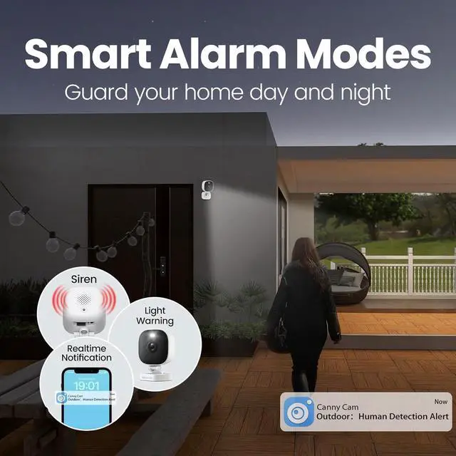 Alt view image 4 of 7 - Vimtag Security Camera Outdoor 2.5K, 2.4G/5G Smart Wi-Fi Cameras for Home Security with Color Night Vision, Motion Activated Spotlight/Siren, IP66,2-Way Audio, Support Cloud/512G SD Card Storage,Wired