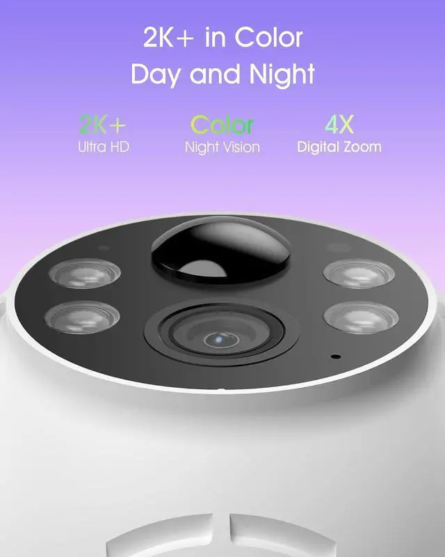 Alt view image 3 of 7 - ANRAN 2K Solar Security Camera Wireless Outdoor, 360° Pan/Tilt Color Night Vision, PIR Human Detection, 2-Way Audio, Weatherproof, Compatible with Alexa, 2.4GHz WiFi Only