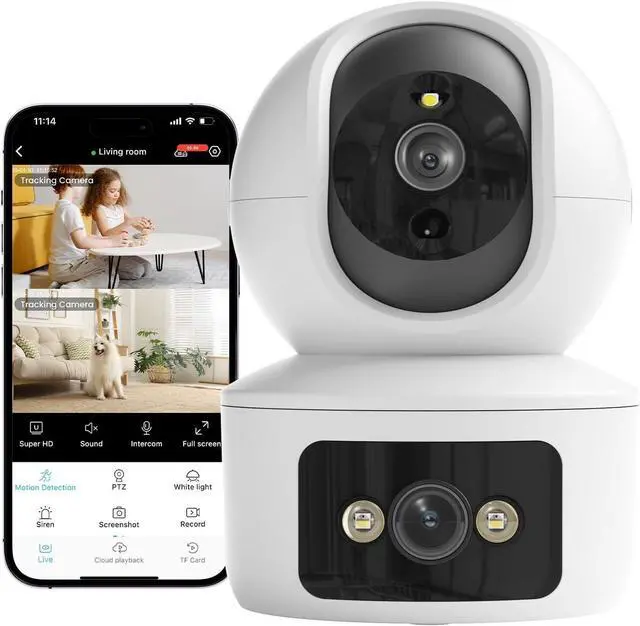 Main image of Security Camera, Dual Lens 2.4GHz & 5GHz WiFi Cameras for Home Security Indoor, Pet/Dog/Baby Camera, Security Camera Indoor with 360° Pan&Tilt, Motion Detection and AutoTtracking, Night Vision