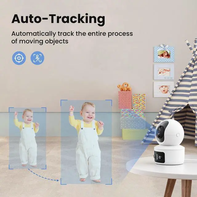 Alt view image 3 of 7 - Security Camera, Dual Lens 2.4GHz & 5GHz WiFi Cameras for Home Security Indoor, Pet/Dog/Baby Camera, Security Camera Indoor with 360° Pan&Tilt, Motion Detection and AutoTtracking, Night Vision