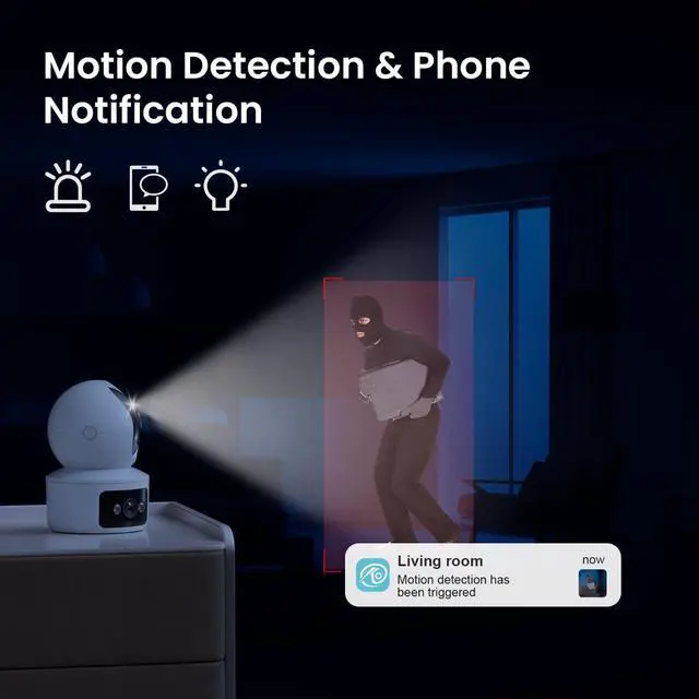 Alt view image 4 of 7 - Security Camera, Dual Lens 2.4GHz & 5GHz WiFi Cameras for Home Security Indoor, Pet/Dog/Baby Camera, Security Camera Indoor with 360° Pan&Tilt, Motion Detection and AutoTtracking, Night Vision