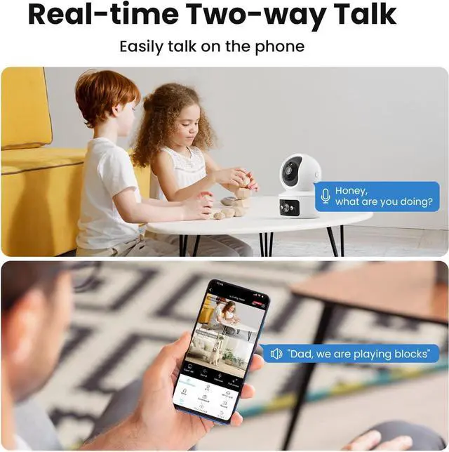 Alt view image 6 of 7 - Security Camera, Dual Lens 2.4GHz & 5GHz WiFi Cameras for Home Security Indoor, Pet/Dog/Baby Camera, Security Camera Indoor with 360° Pan&Tilt, Motion Detection and AutoTtracking, Night Vision
