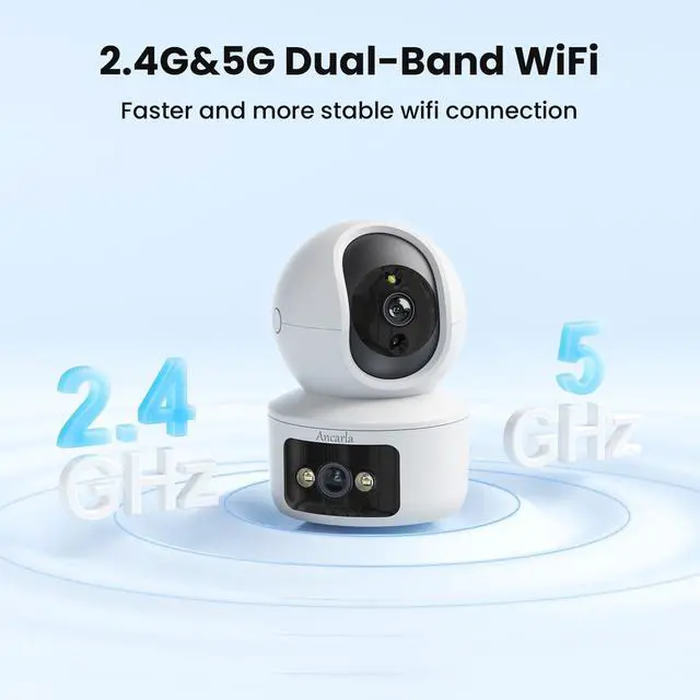 Alt view image 7 of 7 - Security Camera, Dual Lens 2.4GHz & 5GHz WiFi Cameras for Home Security Indoor, Pet/Dog/Baby Camera, Security Camera Indoor with 360° Pan&Tilt, Motion Detection and AutoTtracking, Night Vision