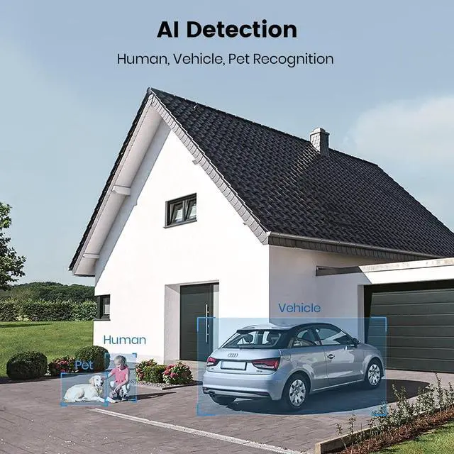 Alt view image 7 of 7 - AOSU 2 Pack Wired Security Camera Outdoor - 3K Smart 24/7 Recording WiFi Camera for Home Security w/Sound Light Alerts, 360° View, Auto-Tracking, Camara de Seguridad para Casa (2.4Ghz WiFi Only)