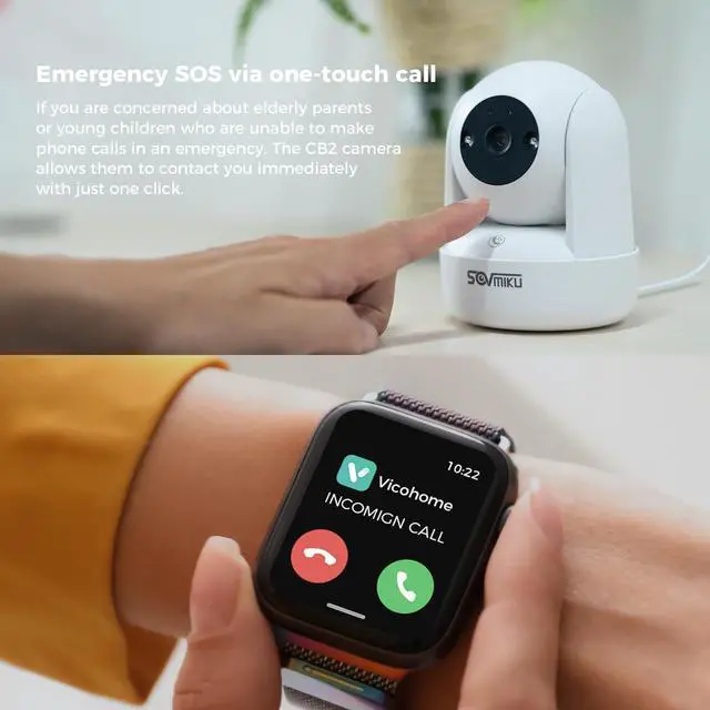 Alt view image 5 of 7 - Sovmiku CB2 2k AI Tracking Security Camera for Home,Pet Camera Indoor, Baby Monitor,360° View Pan/Tilt Cam,Two Way Audio,Night Vision,Easy to Setup,Audible Alarm,2.4GHz Wi-Fi, 180 Days Exchange Policy