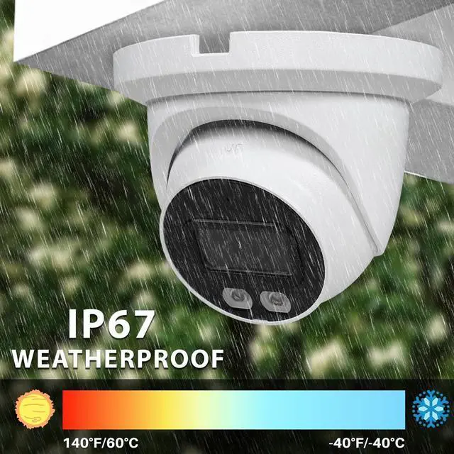 Alt view image 5 of 6 - R-Tech 2MP Smart Dual Light HDCVI Fixed-Focal Eyeball Camera, Full-Color Night Vision, 3D NR, Built-in Mic, 40m IR Distance, IP67 Weatherproof, 3.6mm Lens