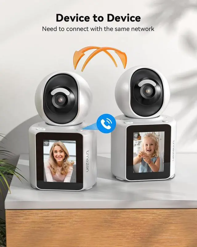Alt view image 4 of 7 - TMEZON 2pk Two Way Audio Video Pet Dog Camera with Speaker Video Calling Devices for Grandparents Wireless Security Camera Indoor Monitor 1080P with Phone app Motion Detection