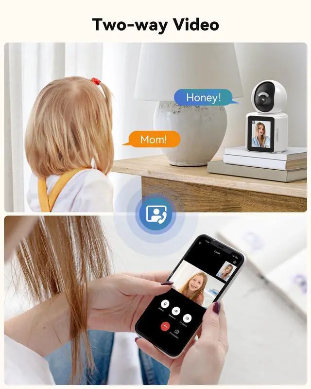 Alt view image 5 of 7 - TMEZON 2pk Two Way Audio Video Pet Dog Camera with Speaker Video Calling Devices for Grandparents Wireless Security Camera Indoor Monitor 1080P with Phone app Motion Detection