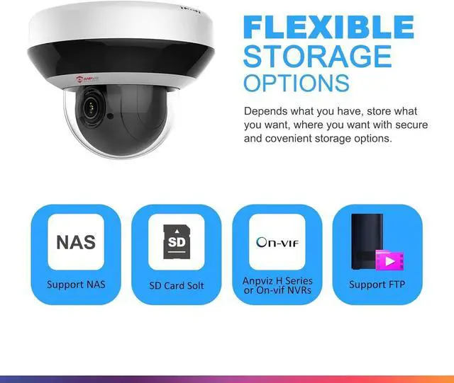 Alt view image 5 of 7 - Anpviz 4MP PoE PTZ IP Camera with 4X Optical Zoom, 2560x1440@30fps, H.265+ Dome Security Camera, Perimeter Protection, Built-in Audio, Alarm, 330° Pan 90° Tilt, Card Slot, Guarding Vision(H Series)