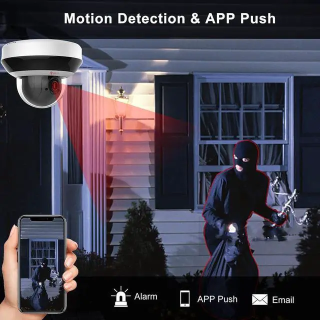 Alt view image 7 of 7 - Anpviz 4MP PoE PTZ IP Camera with 4X Optical Zoom, 2560x1440@30fps, H.265+ Dome Security Camera, Perimeter Protection, Built-in Audio, Alarm, 330° Pan 90° Tilt, Card Slot, Guarding Vision(H Series)
