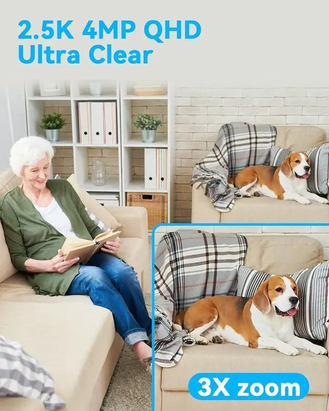Alt view image 3 of 7 - Camera for Home Security Indoor, Pan & Tilt, Cry Detection for Baby, 2.5K 4MP QHD, Night Vision, Motion Detection & Tracking, 2-Way Audio, Nanny, Pet, 2.4G WiFi, Local&Cloud Storage