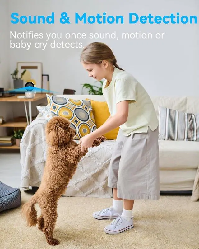 Alt view image 4 of 7 - Camera for Home Security Indoor, Pan & Tilt, Cry Detection for Baby, 2.5K 4MP QHD, Night Vision, Motion Detection & Tracking, 2-Way Audio, Nanny, Pet, 2.4G WiFi, Local&Cloud Storage