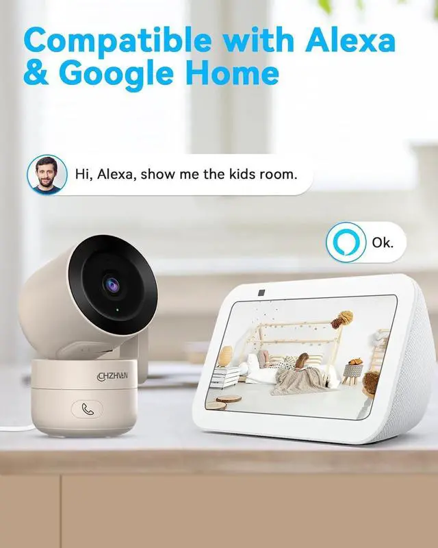 Alt view image 6 of 7 - Camera for Home Security Indoor, Pan & Tilt, Cry Detection for Baby, 2.5K 4MP QHD, Night Vision, Motion Detection & Tracking, 2-Way Audio, Nanny, Pet, 2.4G WiFi, Local&Cloud Storage