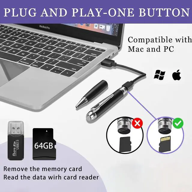 Alt view image 3 of 5 - 64GB Nanny Cam Security Camera, HD 1080P Mini Body Camera for Indoor Outdoor