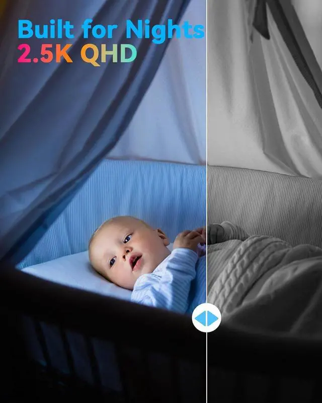 Alt view image 5 of 7 - Camera for Home Security Indoor, Pan & Tilt, Cry Detection for Baby, 2.5K 4MP QHD, Night Vision, Motion Detection & Tracking, 2-Way Audio, Nanny, Pet, 2.4G WiFi, Local&Cloud Storage