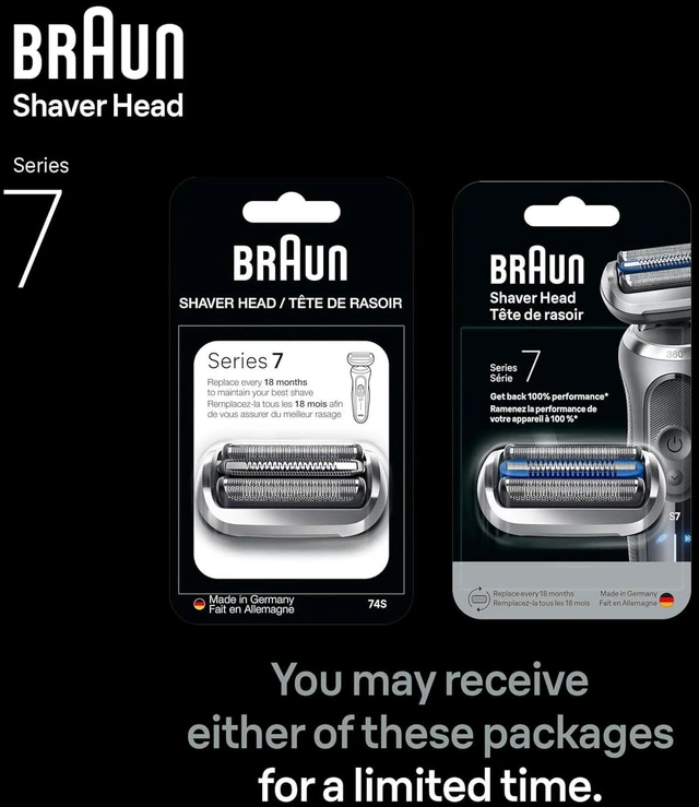 Alt view image 7 of 7 - Braun Series 7 Electric Shaver Replacement Head, Easily Attach Your Shaver Head for a Shave as efficient as Day one, Compatible with New Generation Series 7 Shavers, 74S, Silver