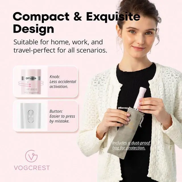 Alt view image 7 of 7 - VG VOGCREST Women's Eyebrow Trimmer & Facial Hair Remover, 2 in 1, Double Rotating Blades, Safe, Painless, Hypoallergenic, Rechargeable, USB Charging