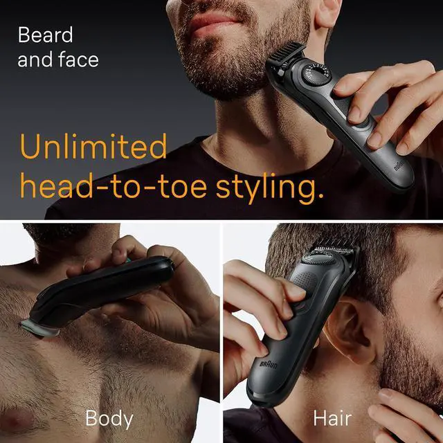 Alt view image 2 of 7 - Braun All-in-One Men's Shaving Kit Series 5 5490, 9-in-1 Beard, Face, Nose, Ear Trimmer, Hair Clippers, Body Groomer and Manscaping