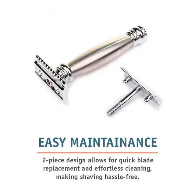 Alt view image 7 of 7 - MERKUR 43C Double Edge Safety Razor, Heavy Stainless Steel Handle, Two-Piece Design, Closed Comb Straight Bar, Bright Chrome Finish, Made in Germany