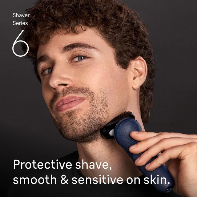 Alt view image 6 of 7 - Braun Series 6 Electric Shaver for Men, Wet & Dry Foil Razor, 4-in-1 SmartCare Clean & Charge Center, Precision Trimmer Attachment, Replacement Shaver Head, Travel Case, Dark Blue 6177ps