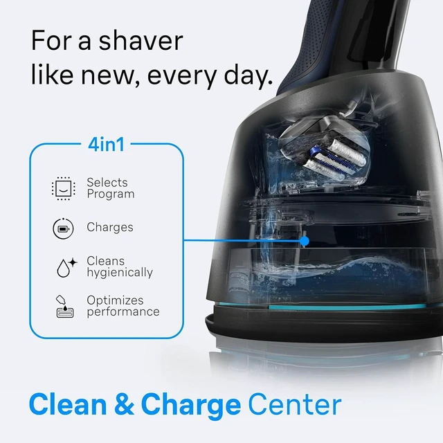 Alt view image 7 of 7 - Braun Series 6 Electric Shaver for Men, Wet & Dry Foil Razor, 4-in-1 SmartCare Clean & Charge Center, Precision Trimmer Attachment, Replacement Shaver Head, Travel Case, Dark Blue 6177ps
