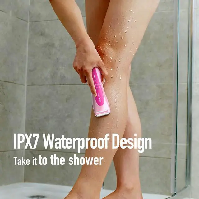 Alt view image 4 of 7 - Bikini Trimmer for Women, Electric Shaver for Women | LED Light, IPX7 Waterproof, USB-C Rechargeable, Ceramic Blade | Electric Razors for Women, Pubic Hair Trimmer Women (Petal Bonbon)