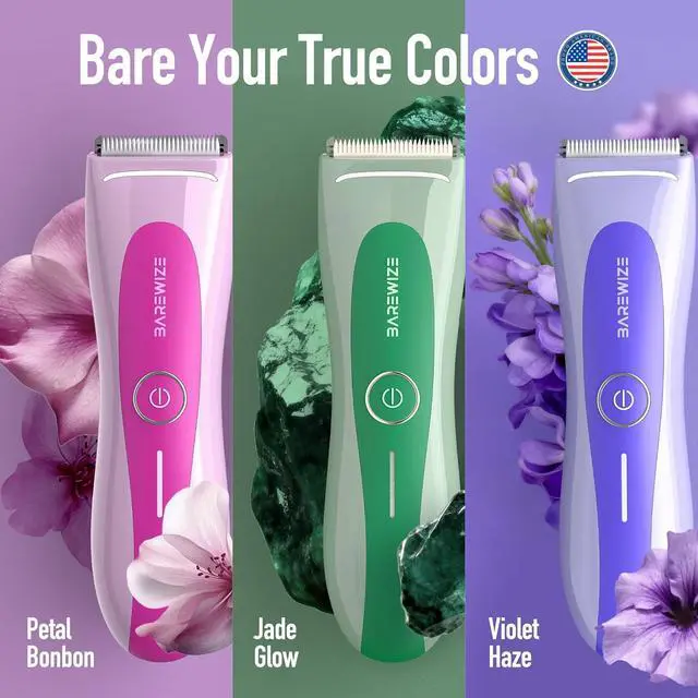 Alt view image 2 of 7 - Bikini Trimmer for Women, Electric Shaver for Women | LED Light, IPX7 Waterproof, USB-C Rechargeable, Ceramic Blade | Electric Razors for Women, Pubic Hair Trimmer Women (Petal Bonbon)