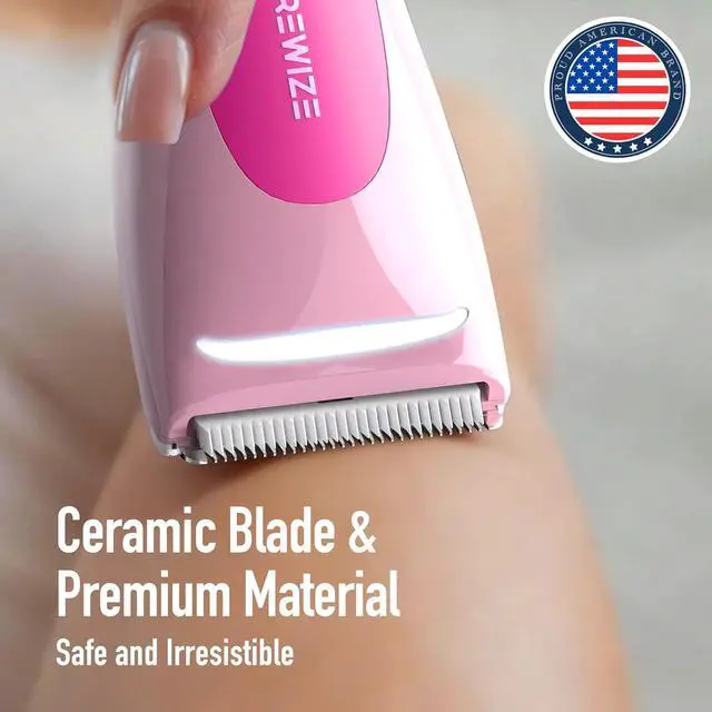 Alt view image 5 of 7 - Bikini Trimmer for Women, Electric Shaver for Women | LED Light, IPX7 Waterproof, USB-C Rechargeable, Ceramic Blade | Electric Razors for Women, Pubic Hair Trimmer Women (Petal Bonbon)