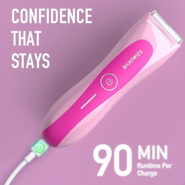 Alt view image 7 of 7 - Bikini Trimmer for Women, Electric Shaver for Women | LED Light, IPX7 Waterproof, USB-C Rechargeable, Ceramic Blade | Electric Razors for Women, Pubic Hair Trimmer Women (Petal Bonbon)