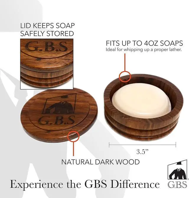 Alt view image 2 of 5 - G.B.S Men Professional Shaving Kit Box- Rust Free Stainless Shaving Razor with Wooden Handle, Wooden Soap Bowl, Shaving Brush, Leather Strop, - A Full Package for Mens Shaving