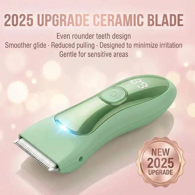 Alt view image 3 of 7 - Bekhic® Bikini & Manscape Body Hair Trimmer for Men & Women Cordless Electric Groin Shaver with No-Nick Ceramic Blade IPX7 Waterproof Wet/Dry Pubic Groomer with LED Light for Sensitive Skin