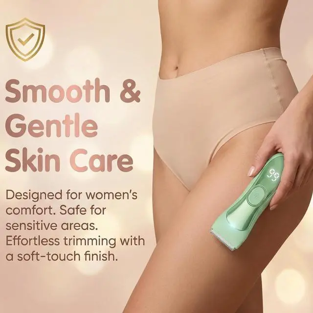Alt view image 5 of 7 - Bekhic® Bikini & Manscape Body Hair Trimmer for Men & Women Cordless Electric Groin Shaver with No-Nick Ceramic Blade IPX7 Waterproof Wet/Dry Pubic Groomer with LED Light for Sensitive Skin