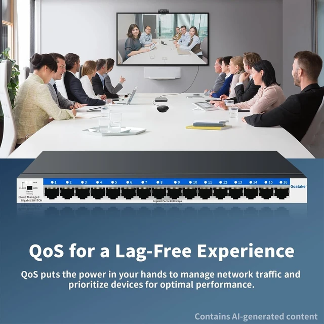Alt view image 6 of 7 - Goalake 16-Port Gigabit Easy Managed Switch for Small Business & Home Office VLAN & QoS, Plug & Play, Fanless Metal, Desktop/Wall Mount