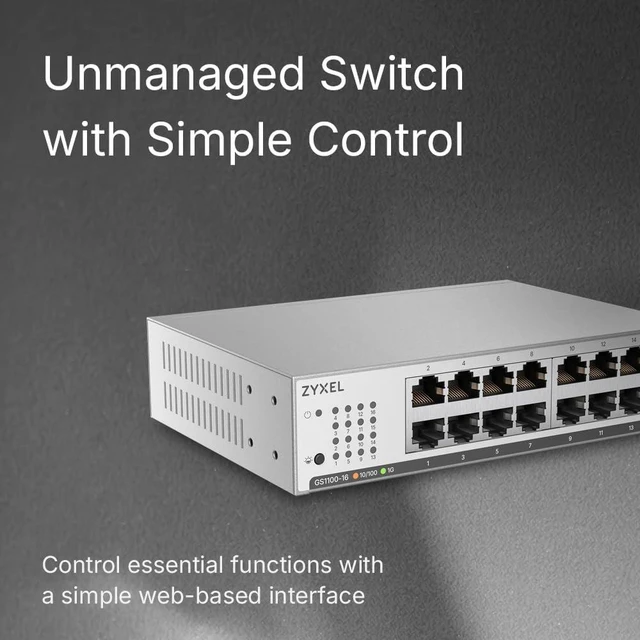 Alt view image 2 of 2 - Zyxel 16 Port Network Ethernet Switch | Unmanaged Gigabit | GS1100-16