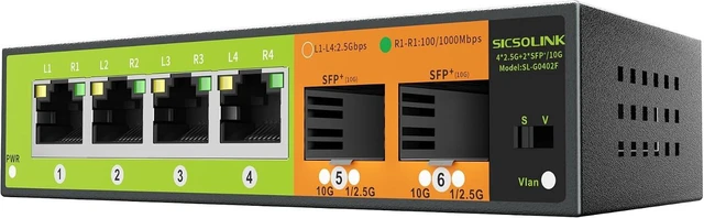 Main image of 6-Port Unmanaged Switch,4x2.5G RJ45 +2x10G SFP+,60Gbps
