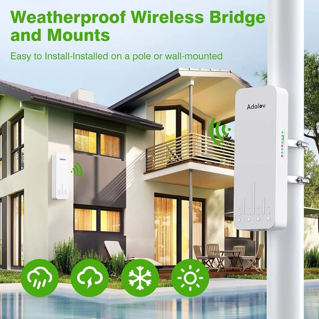 Alt view image 5 of 6 - AdaLov CPE660 3KM Outdoor Wireless Bridge 5.8GHz Point to Point WiFi CPE