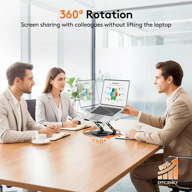 Alt view image 3 of 7 - TECKNET Laptop Stand for Desk, 360° Rotating Laptop Stand for 10-17" Laptop