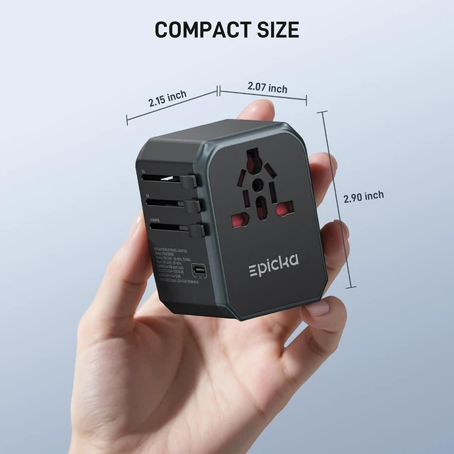 Alt view image 5 of 6 - EPICKA Universal Travel Adapter with 1AC/3 USB-C/2 USB-A Ports
