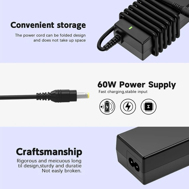 Alt view image 6 of 7 - 12V 5A Power Adapter Compatible with Insignia TV 19 20 24 28 32 LED HDTV NS-32D220NA16, NS-32D420NA16, NS-32D312NA15, NS-24ED310NA15, NS-24D510NA17, NS-24E200NA14, NS-19E310A13, AY060A-ZF122
