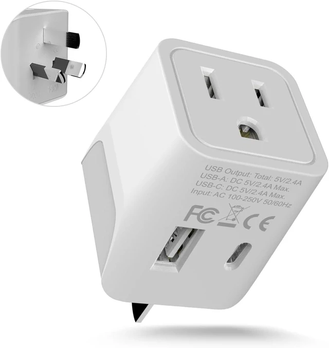 Main image of Ceptics Australia Plug Adapter - USA Input + USB-A & USB-C, Type I Adapter
