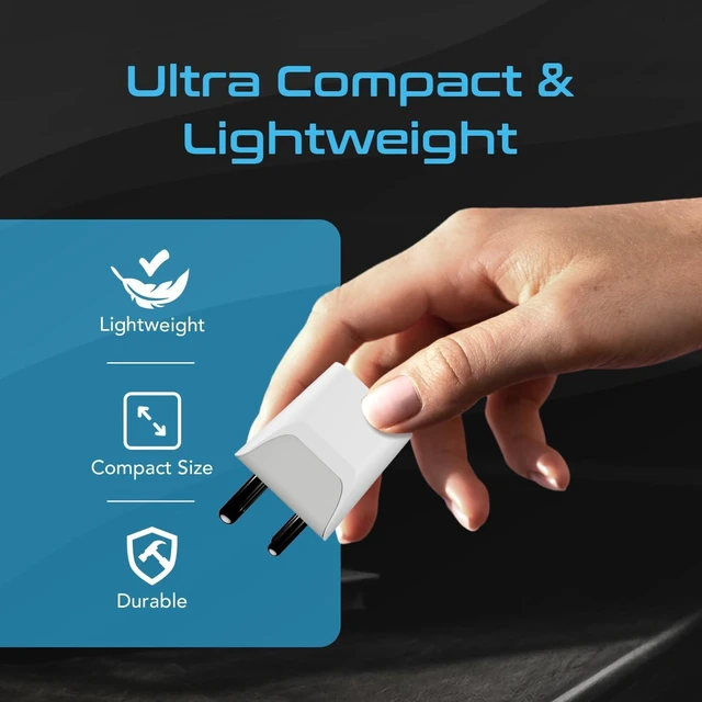 Alt view image 7 of 7 - Ceptics India, Nepal, Bangladesh Travel Adapter Plug with USB-A + USB-C - Type D - Usa Input - Ultra Compact - Safe Grounded Perfect for Cell Phones, Laptops, Camera (CTU-10)