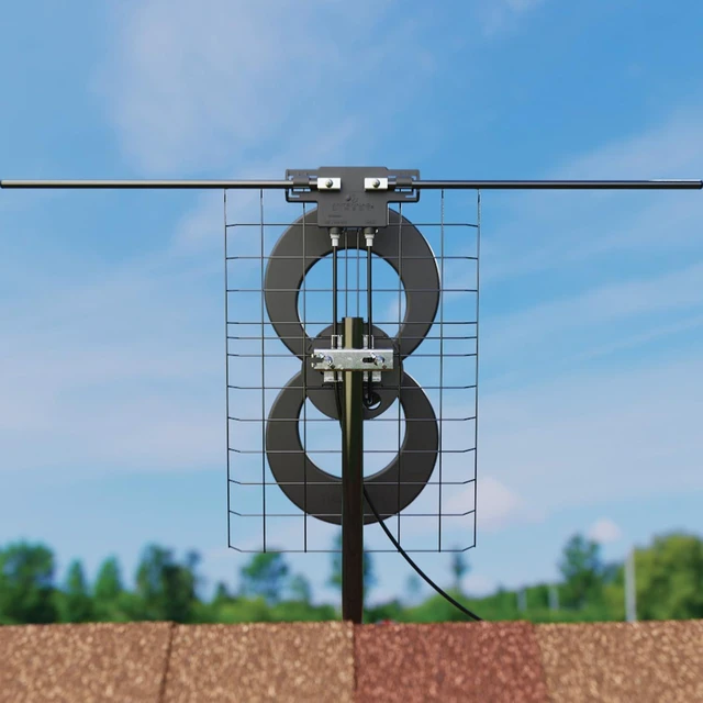 Alt view image 2 of 7 - Antennas Direct ClearStream 2V Indoor Outdoor TV Antenna UHF VHF Multi-Directional, 60+ Mile Range, 4K 8K UHD, NEXTGEN TV w/Reflector, 20-inch Mast
