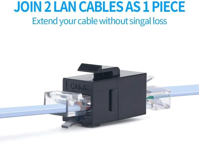 Alt view image 4 of 5 - 20 Pack RJ45 Cat6 Keystone Coupler, Black