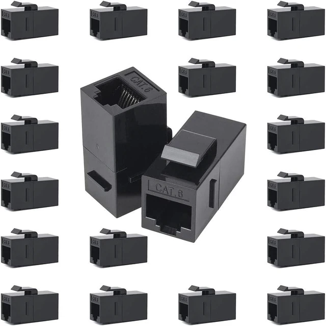 Alt view image 5 of 5 - 20 Pack RJ45 Cat6 Keystone Coupler, Black