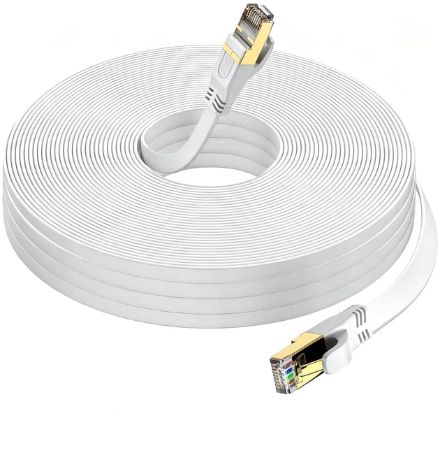 Main image of Cat 8 Ethernet Cable 150 FT, Outdoor&Indoor High Speed Heavy Duty Network LAN Internet Cable,SFTP Gold Plated RJ45 40Gbps 2000Mhz Patch Cord, for Modem/Router/Gaming,Faster Than Cat7/Cat6/Cat5-White