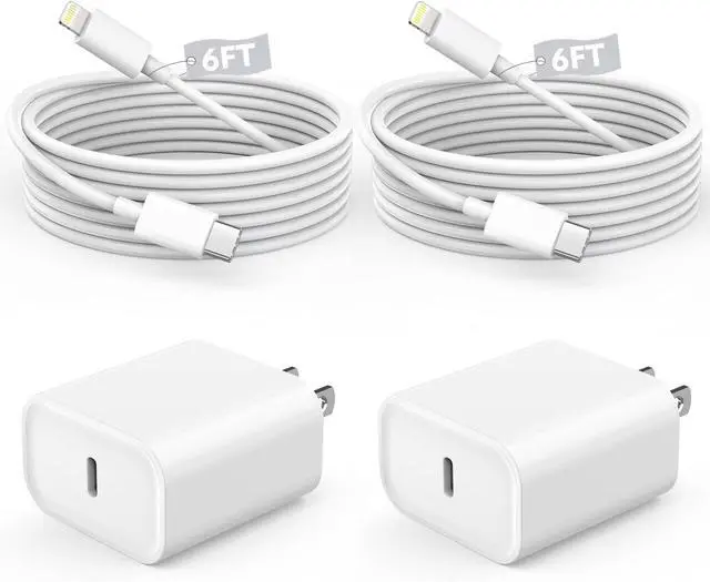 Main image of Fast Charger iPhoneApple MFi Certified 2Pack USB C Wall Charger Fast iPhone Charger 6FT Type-C USB C to Lightning Cables for iPhone 14/13/12/11 Pro Max,Mini,8, iPad/AirPods