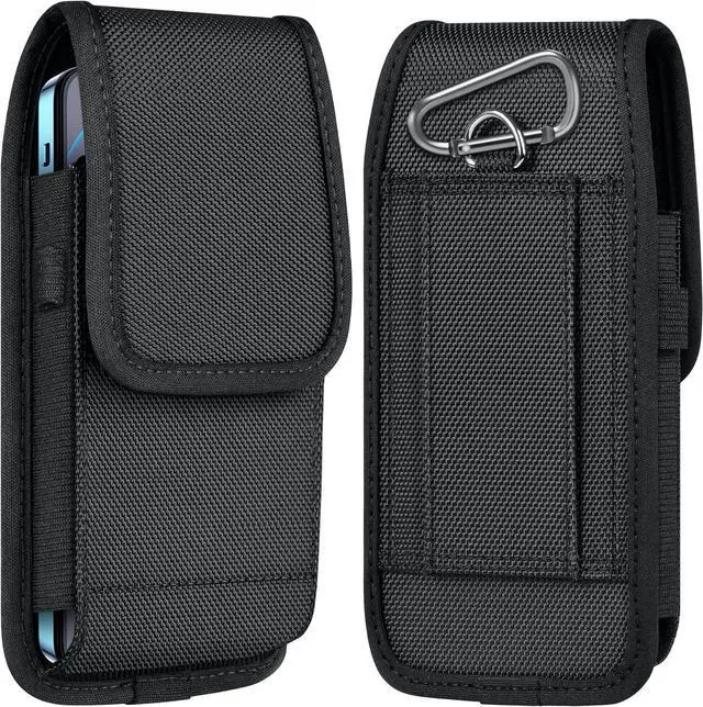Main image of ykooe Cell Phone Pouch Nylon Belt Holster Case Compatible with Galaxy S25/S24/S23/S22 Ultra A16 A15 A14 A13, Moto G Stylus/Power/Play, Pixel 8/7 Pro, TCL OnePlus T-Mobile, Black - XXL