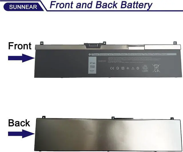Alt view image 2 of 6 - NYFJH Laptop Battery Replacement for Dell Precision 7530 7730 7540 7740 P74F P74F001 P74F002 P34E P34E001 P34E002 Series Laptop 5TF10 0WMRC GW0K9 0GW0K9 0NYFJH 11.4V 97Wh(Shape-B)